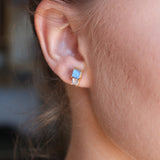 Boucles d’oreilles dorées labradorite et zircon - Boucles