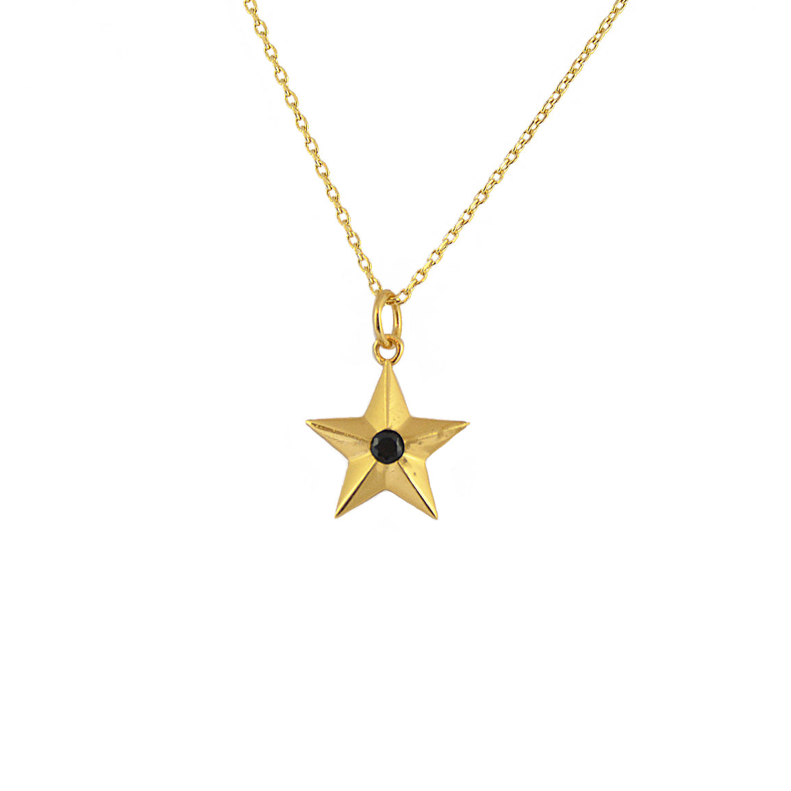 Collier doré étoile et pierre - ONYX NOIRE
