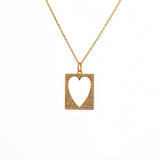 Collier doré plaque coeur vide et zircons - ZIRCONS ROSES