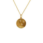 Collier médaille dorée lune et zircons - ZIRCONS BLANCS