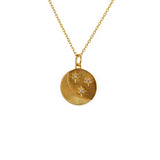 Collier médaille dorée lune et zircons - ZIRCONS BLANCS
