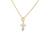 Collier doré croix en nacre blanche