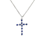 Luckyteam bijoux femme argent 925 collier croix lapis lazulis