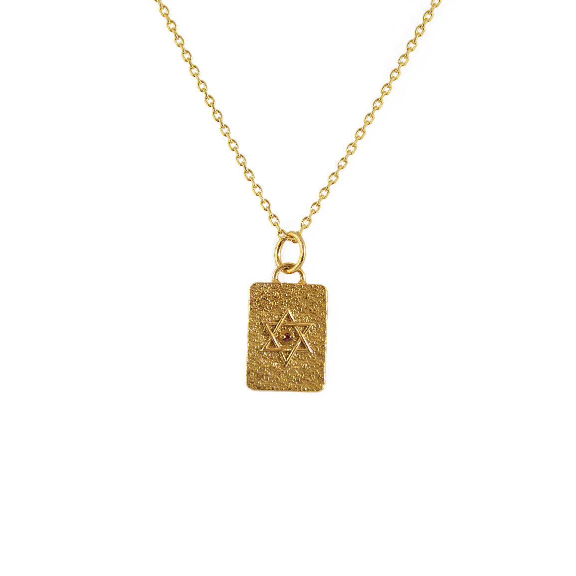 Collier doré etoile de david et zircon - ZIRCON ROUGE