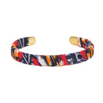 Bracelet jonc laiton tissu Wax coloré - ROUGE & ORANGE
