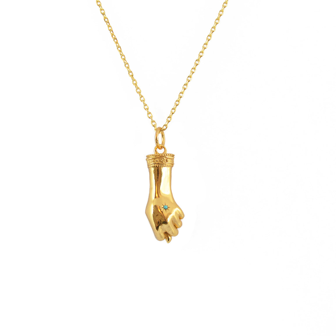 Collier main dorée et zircon - TURQUOISE