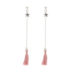Boucles d’oreilles argent 925 zircon et pompon rose -