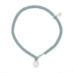 Bracelet cordon torsadé rose et argenté fermoir skull argent