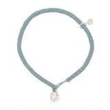 Bracelet cordon torsadé rose et argenté fermoir skull argent