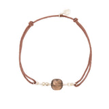 Bracelet cordon marron et quartz fumé