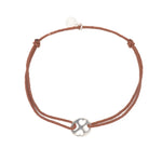 Bracelet cordon marron médaille argent 925 4 coeurs