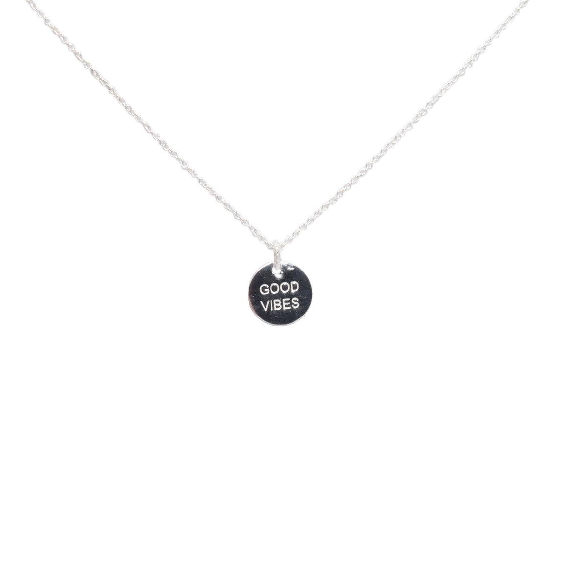 Collier argent 925 médaille good vibes