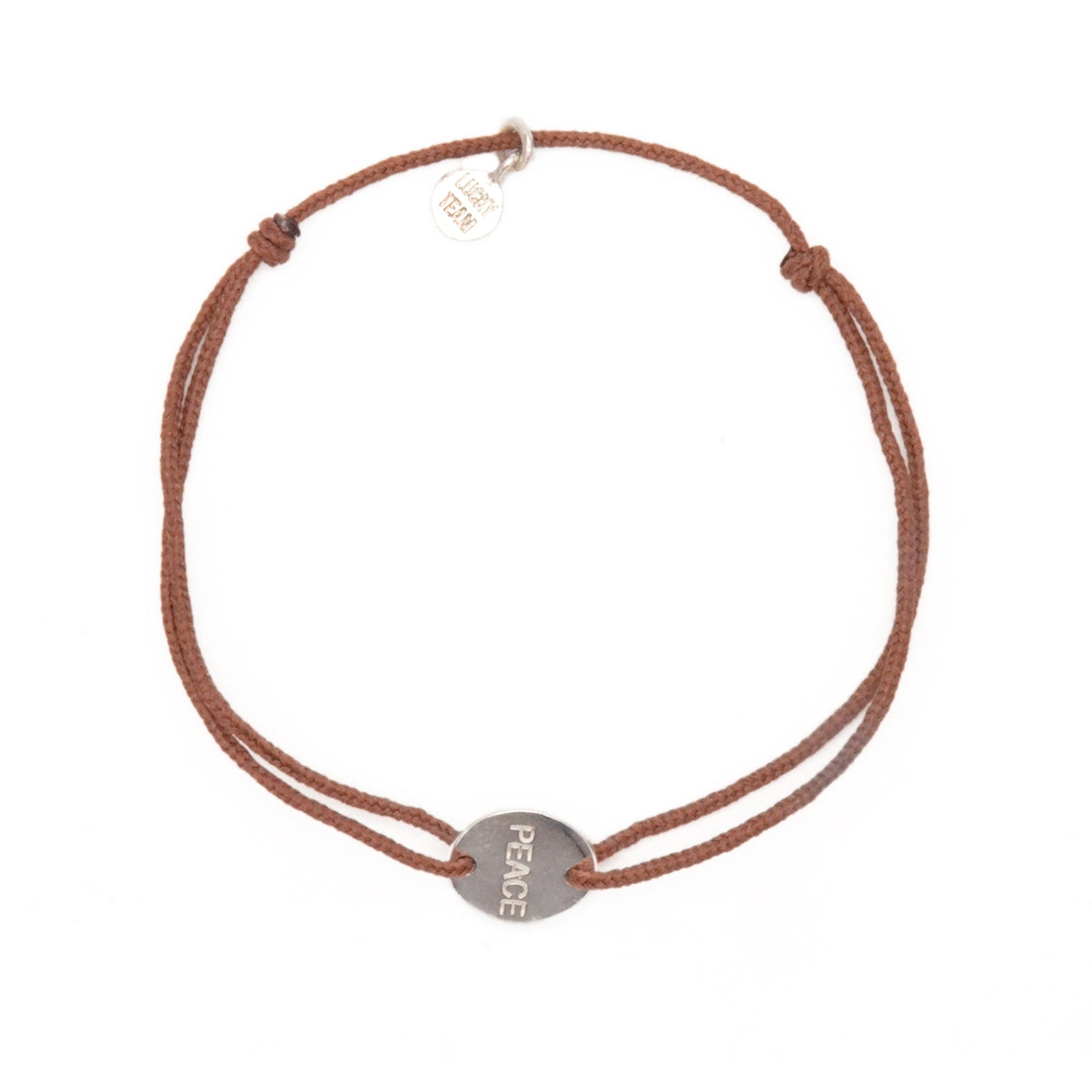 Bracelet cordon marron médaille argent 925 peace