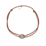 Bracelet cordon marron médaille argent 925 peace