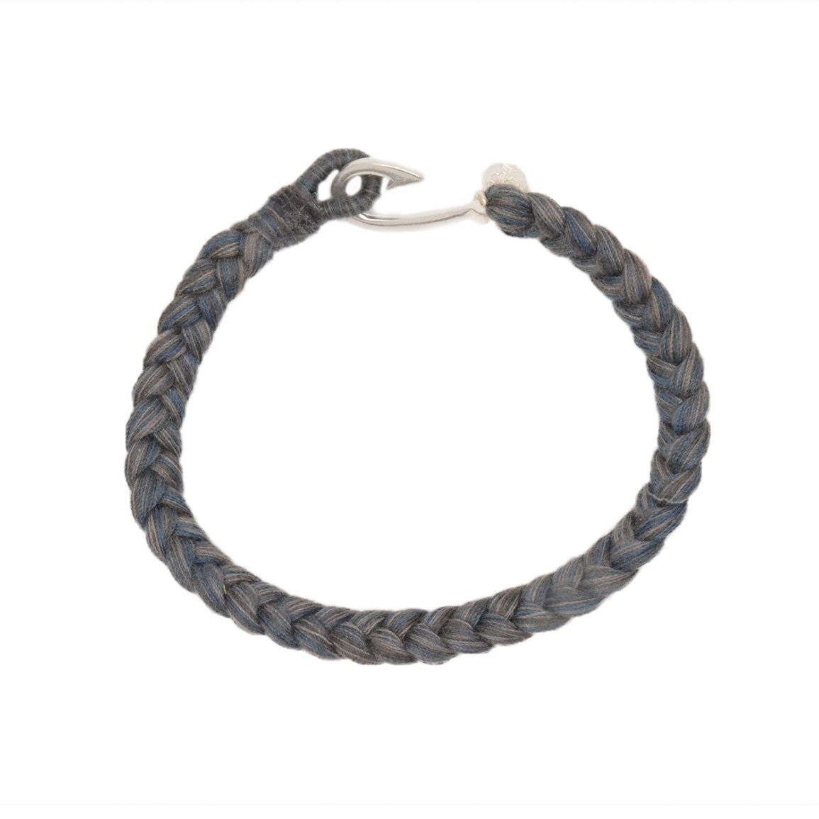 Bracelet tressé gris anthracite fermoir hameçon