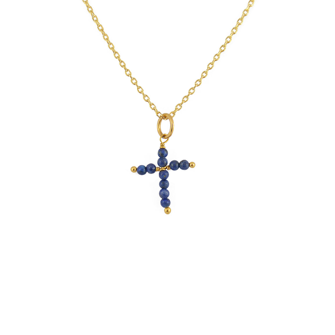 Collier doré et croix en pierre - LAPIS