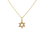 Collier etoile de david dorée et zircons - ZIRCONS BLANCS