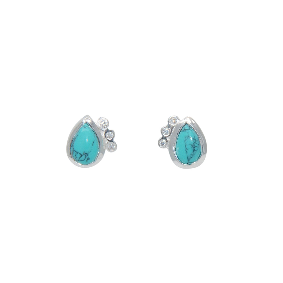 Boucles argent 925 et pierres - TURQUOISE ET ZIRCONS / LA