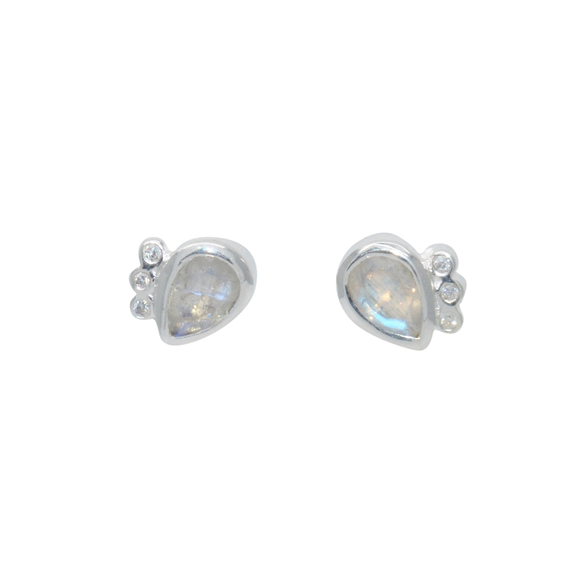 Boucles argent 925 et pierres - PIERRE DE LUNE ET ZIRCONS /