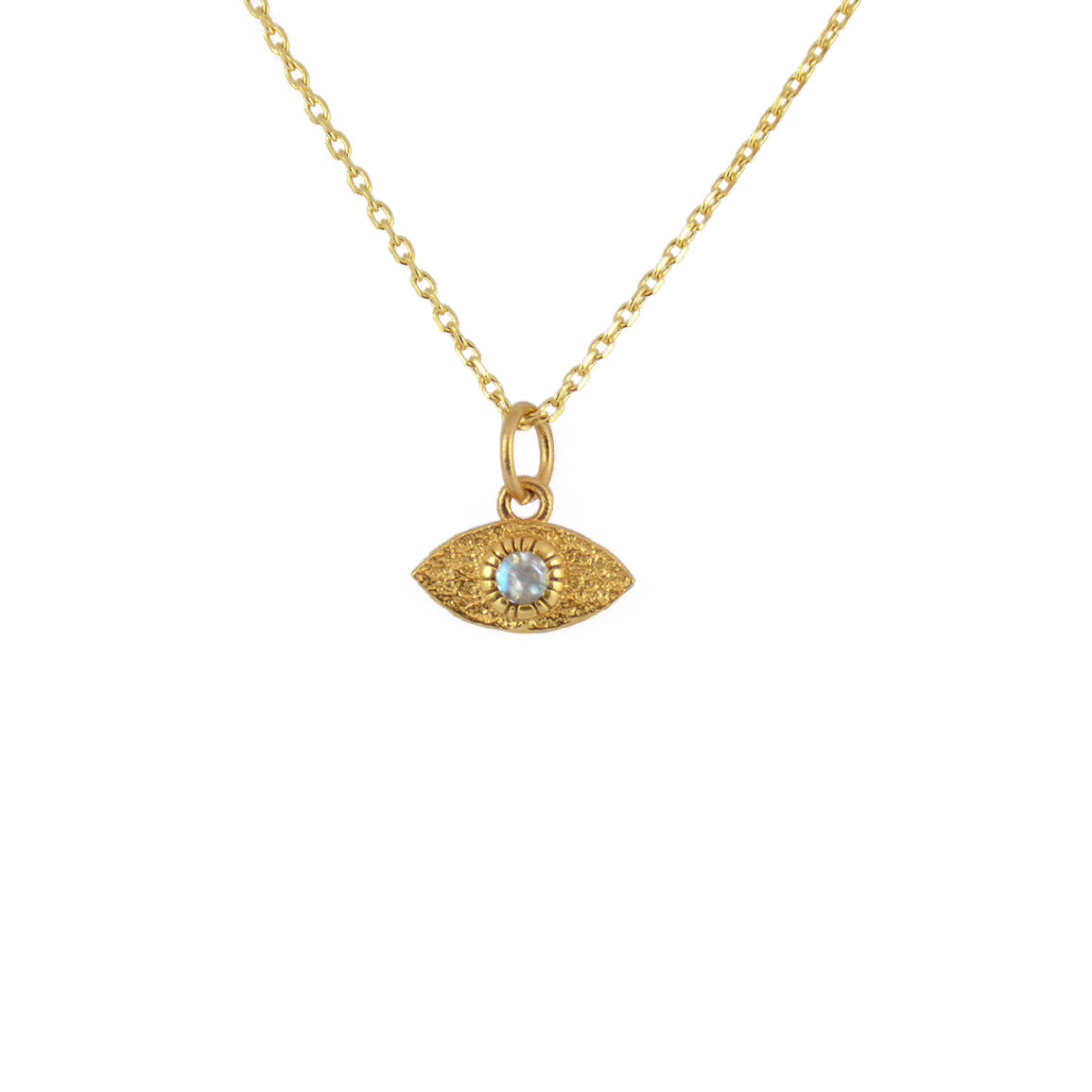 Collier doré médaille oeil martelé et pierre - PIERRE DE