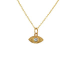 Collier doré médaille oeil martelé et pierre - PIERRE DE