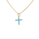 Collier doré et croix en pierre - TURQUOISE