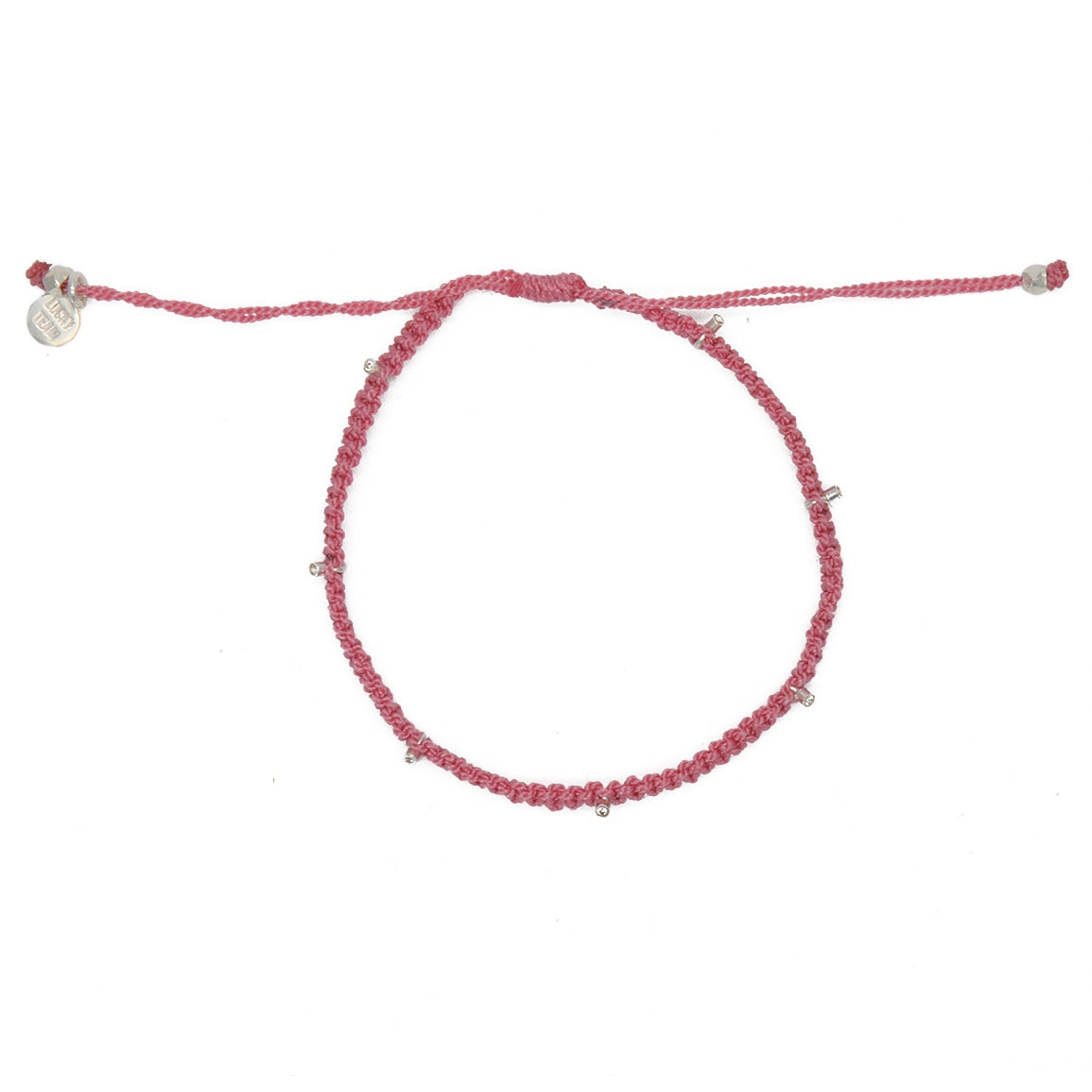 Bracelet cordon rose et billes d’argent 925