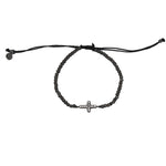 Bracelet en argent 925 rhodié noir croix sertie de zircons