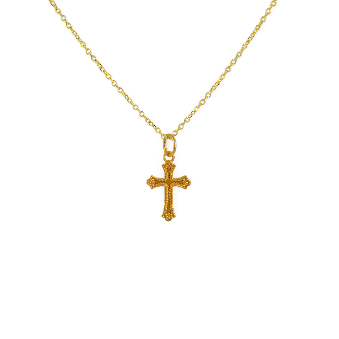 Collier doré croix texturée - Colliers