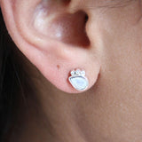 Boucles argent 925 et pierres - PIERRE DE LUNE ET ZIRCONS /