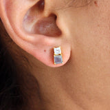 Boucles d’oreilles dorées labradorite et zircon - Boucles