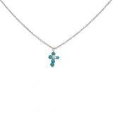 Collier argent 925 pendentif croix turquoise et zircon