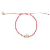 Bracelet doré sur cordon coloré et cauri naturel