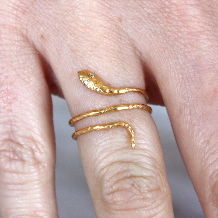 Bague serpent dorée à l’or fin 18k - Bagues