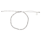 Bracelet cordon tressé avec perles en argent 925 - GRIS