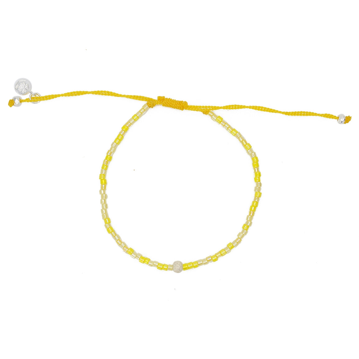 Bracelet cordon jaune et argent 925