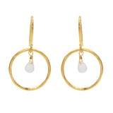Boucles dorées anneau martelé et goutte pierre - PIERRE DE