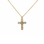 Collier doré pendentif croix et pierres - PIERRE DE LUNE