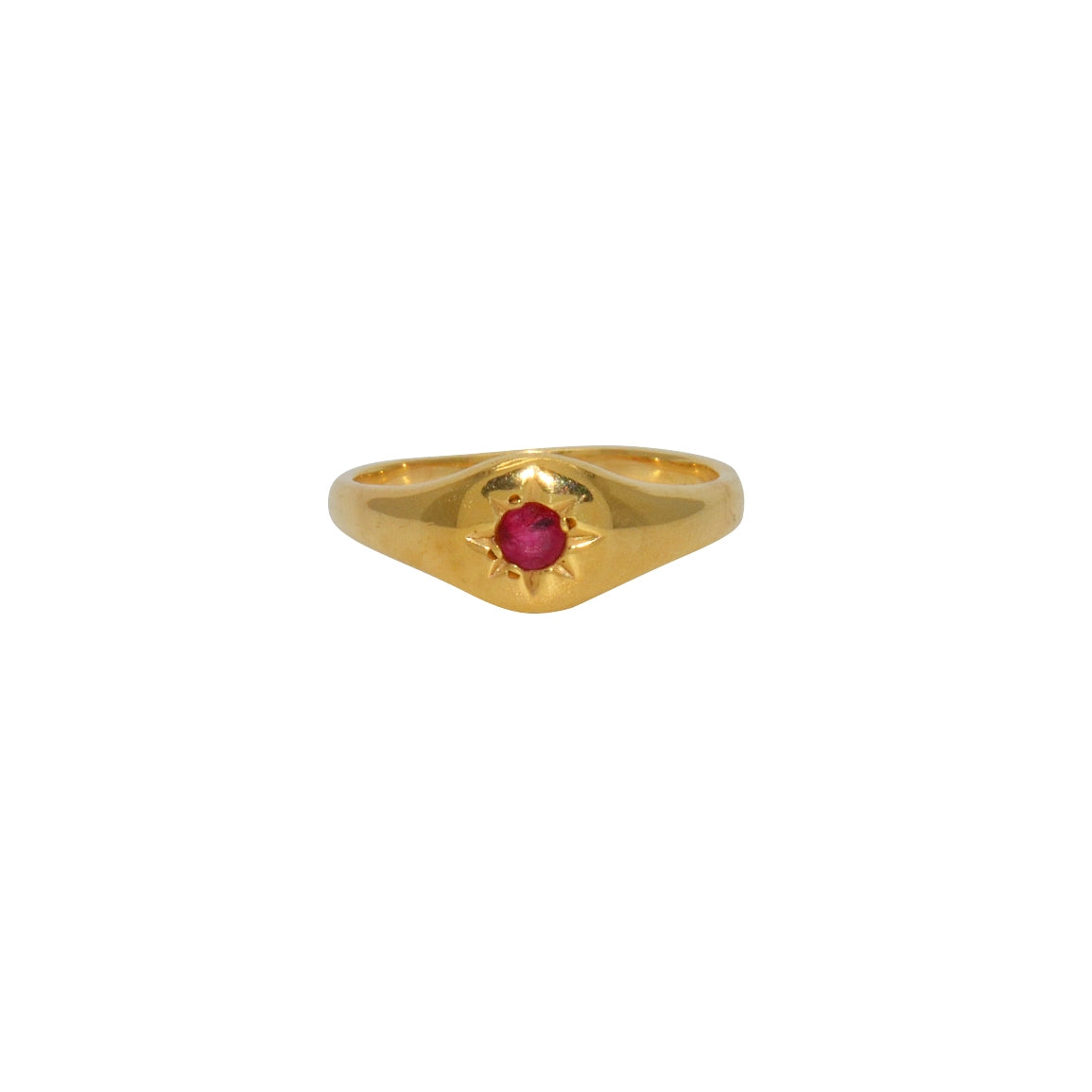 Bague dorée pierre et étoile - 50 / RUBIS