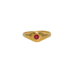 Bague dorée pierre et étoile - 50 / RUBIS