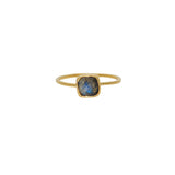 Bague dorée pierre naturelle carrée - 50 / LABRADORITE
