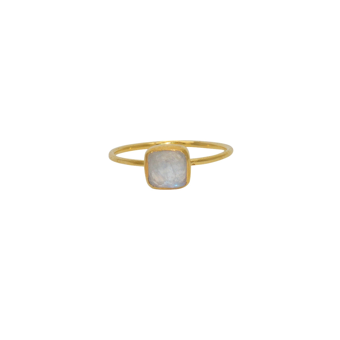 Bague dorée pierre naturelle carrée - 50 / PIERRE DE LUNE