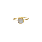 Bague dorée pierre naturelle carrée - 50 / PIERRE DE LUNE