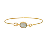 Jonc fermé doré et pierre ovale - LABRADORITE