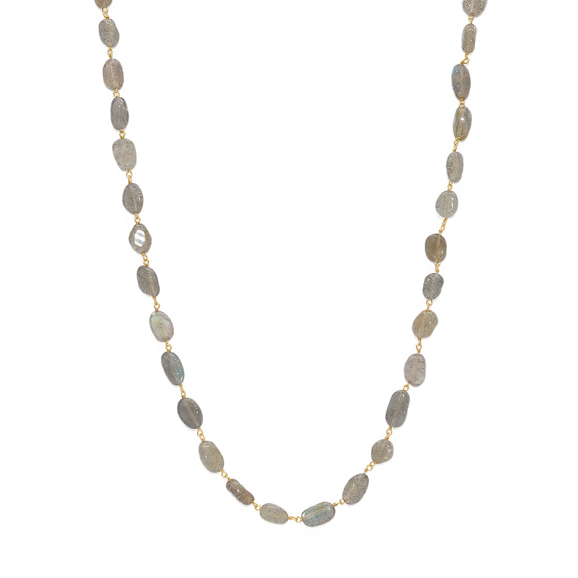 Sautoir doré et labradorite