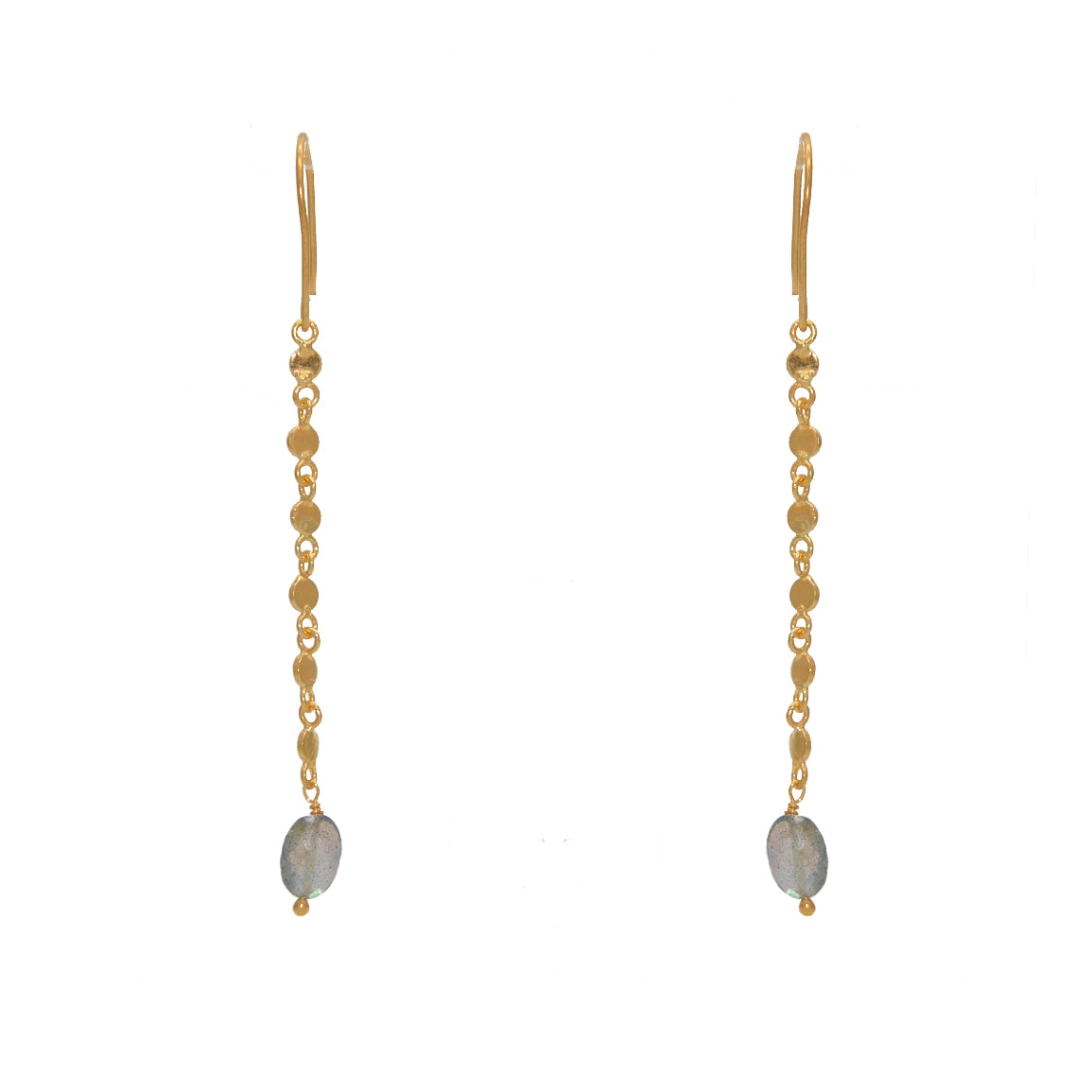 Boucles d’oreilles dorées pendante et pierre