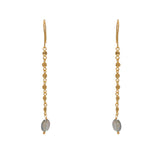 Boucles d’oreilles dorées pendante et pierre