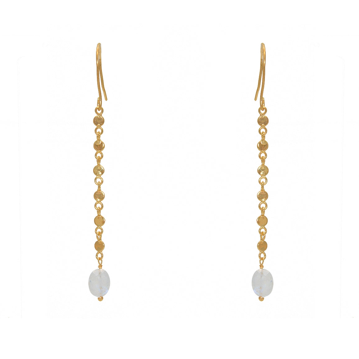 Boucles d’oreilles dorées pendante et pierre
