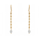 Boucles d’oreilles dorées pendante et pierre