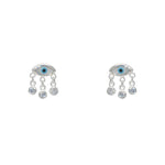 Boucles d’oreilles argent 925 oeil en nacre et zircons